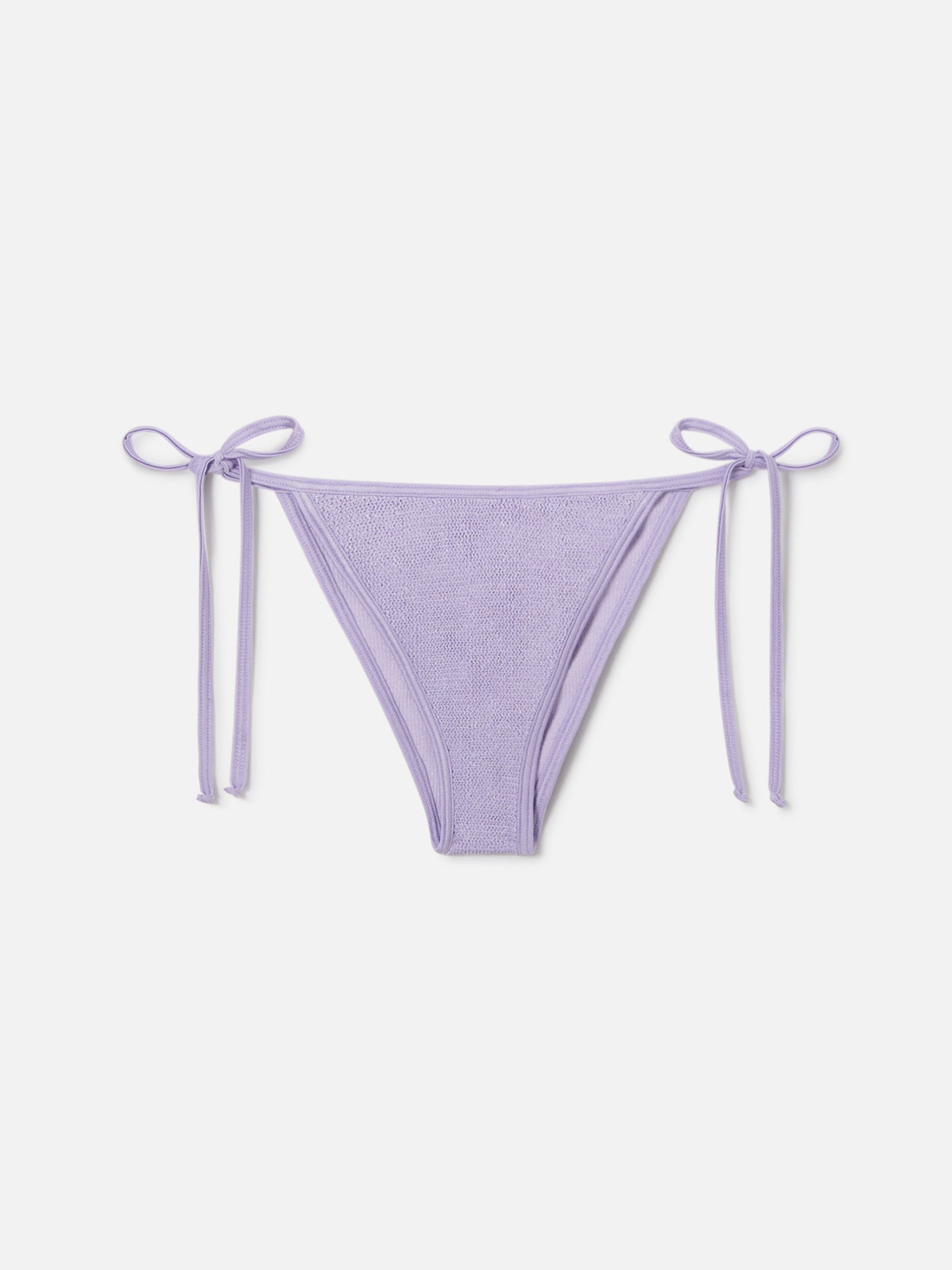 Slip mare Marielle String modello brasiliana in tessuto crinkle lurex lilla