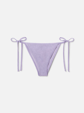 Slip mare Marielle String modello brasiliana in tessuto crinkle lurex lilla