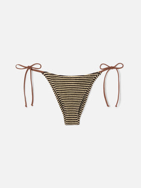 Marielle brazilian bikini bottoms in striped crinkle fabric