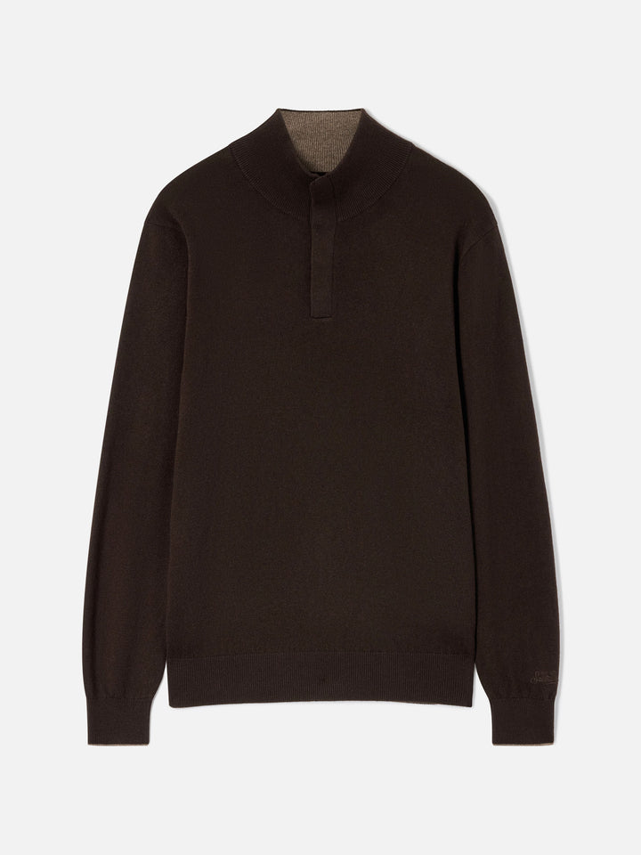 Cuello chimenea Marlow en Merino y cachemira marrón 