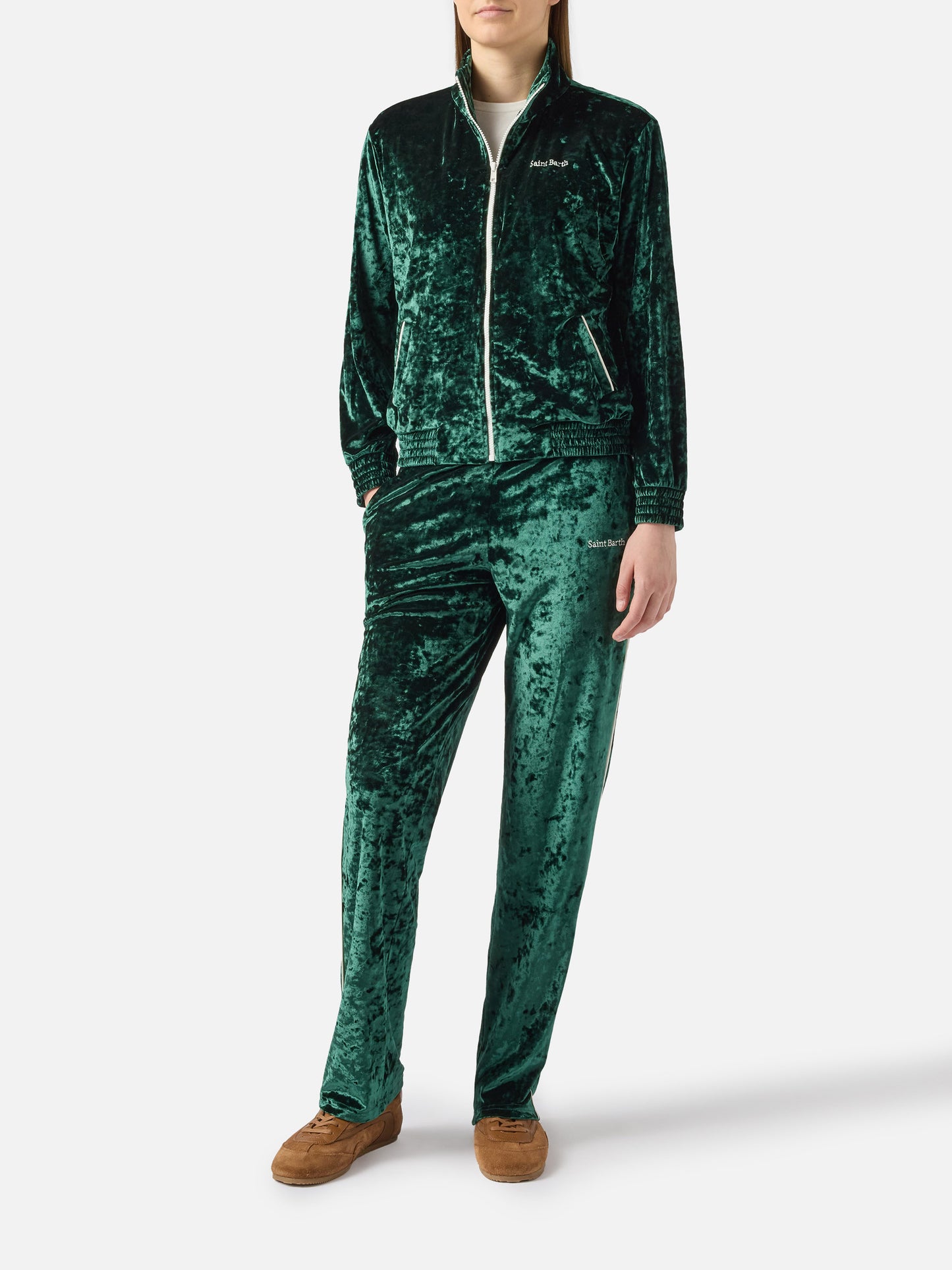 Felpa da donna Miriam verde in ciniglia