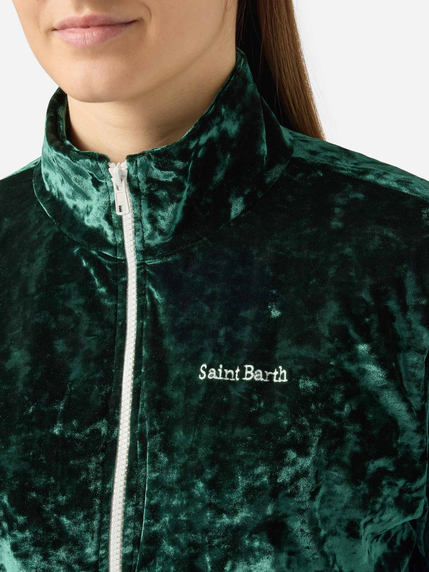 Felpa da donna Miriam verde in ciniglia