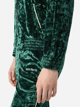 Felpa da donna Miriam verde in ciniglia