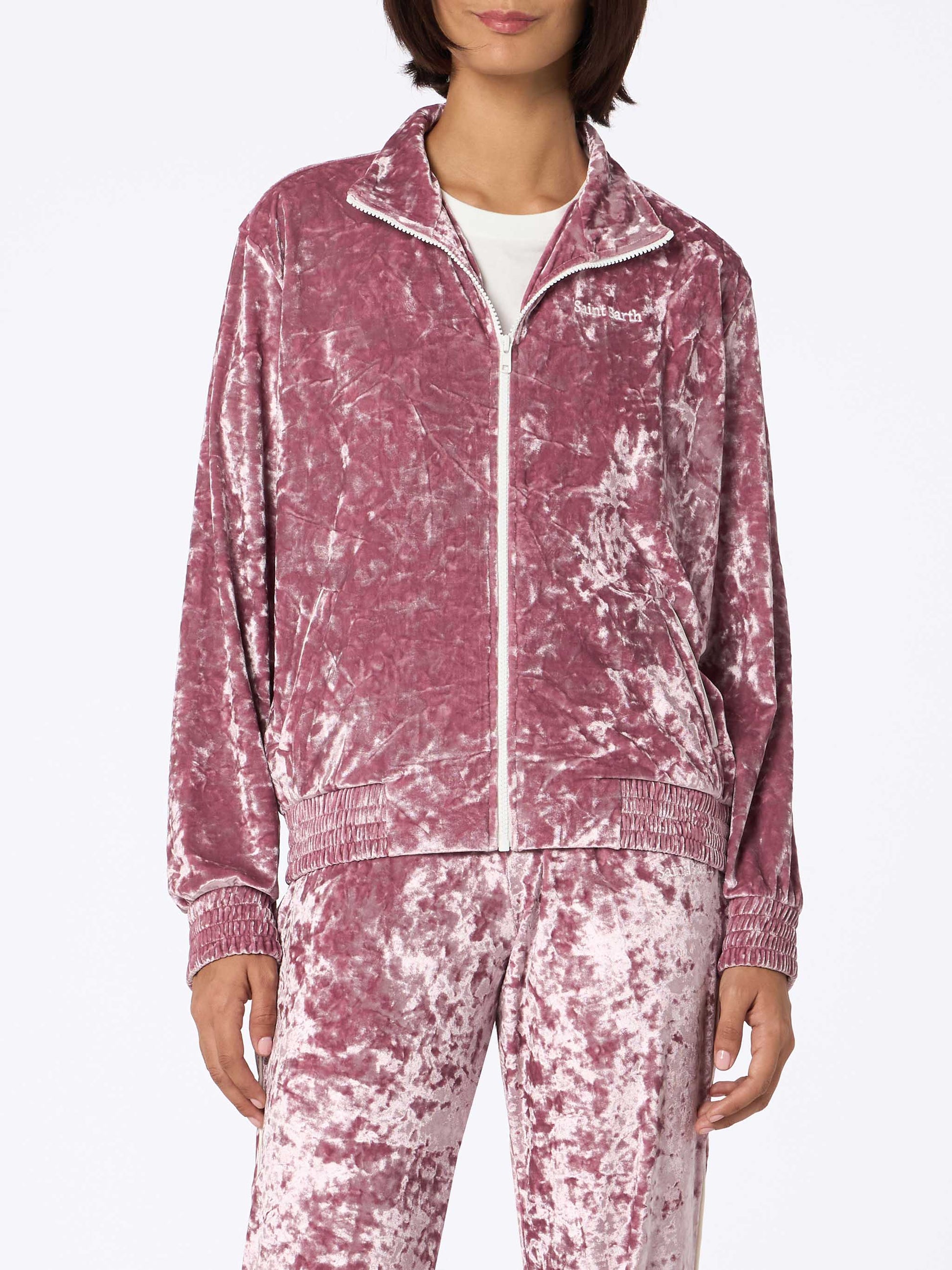 Woman sweatshirt Miriam pink chenille - MC2 Saint Barth