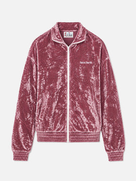 Miriam rosafarbener Chenille-Zip-Hoodie 