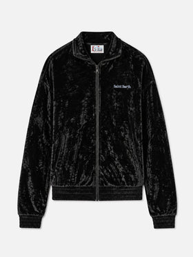 Sweat-shirt en chenille noire Miriam avec broderie 