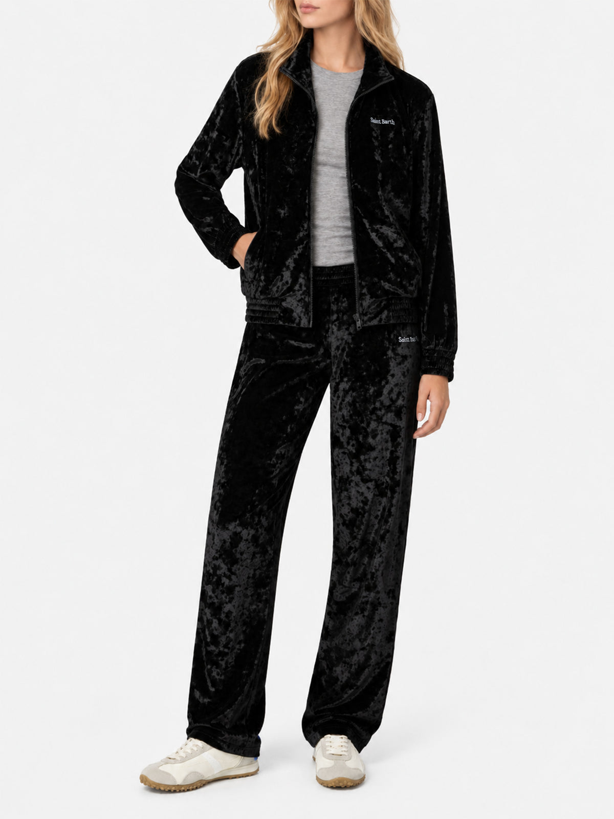 Sweat-shirt en chenille noire Miriam avec broderie 