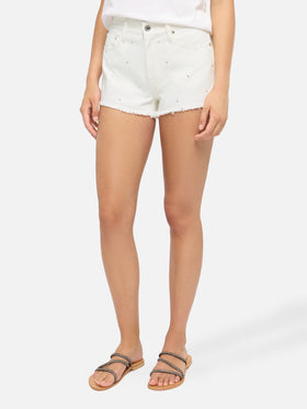 Weiße Jeansshorts Musa mit Strassverzierung