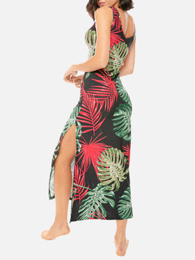 Long tank dress vintage leaves print - MC2 Saint Barth
