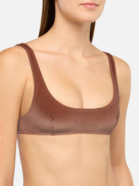 Naima – Klassisches Bralette-Oberteil aus kamelbraunem Samt