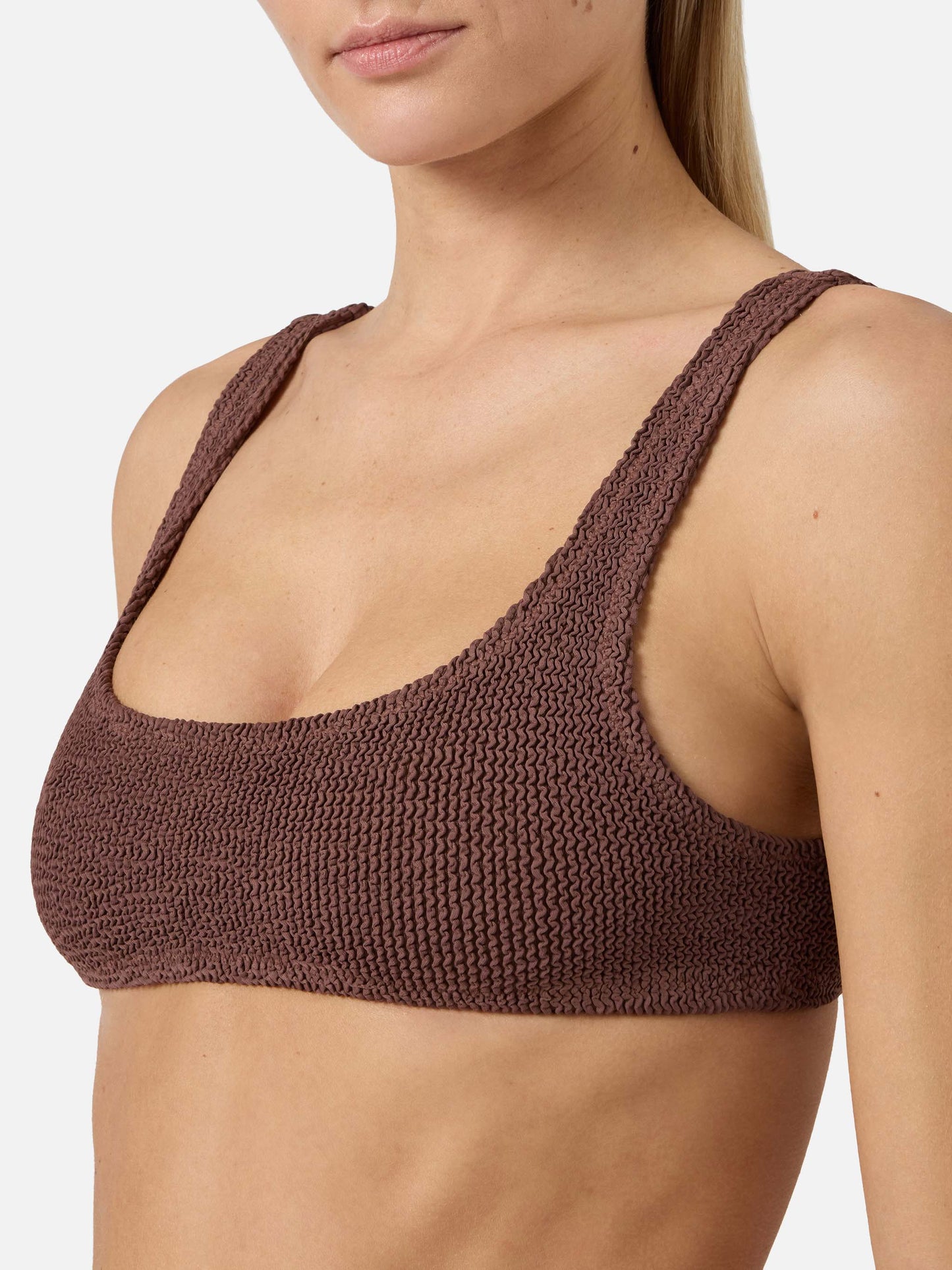 Naima Elise brown crinkle bralette bikini