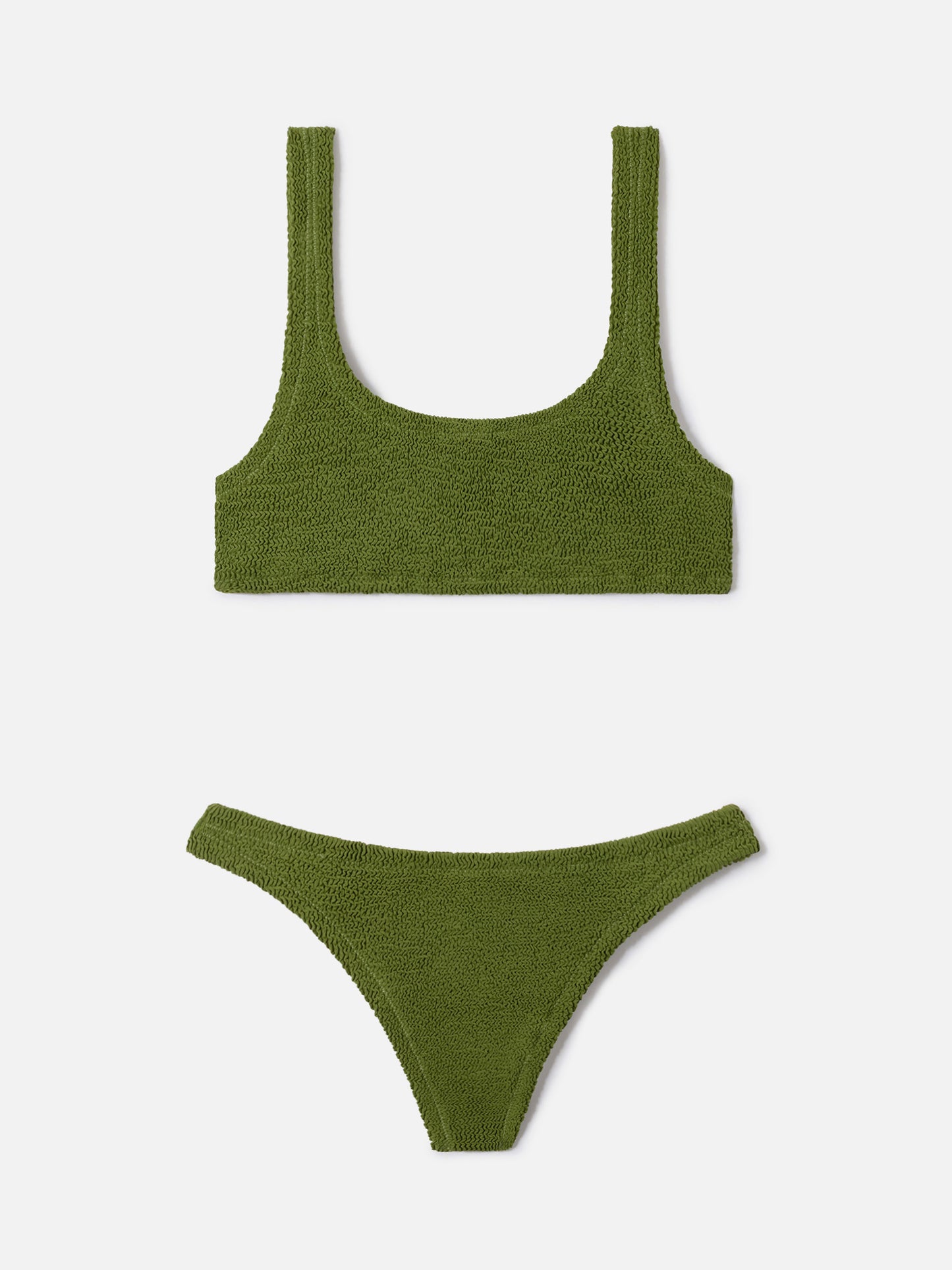 Naima Naomi military green crinkle bikini