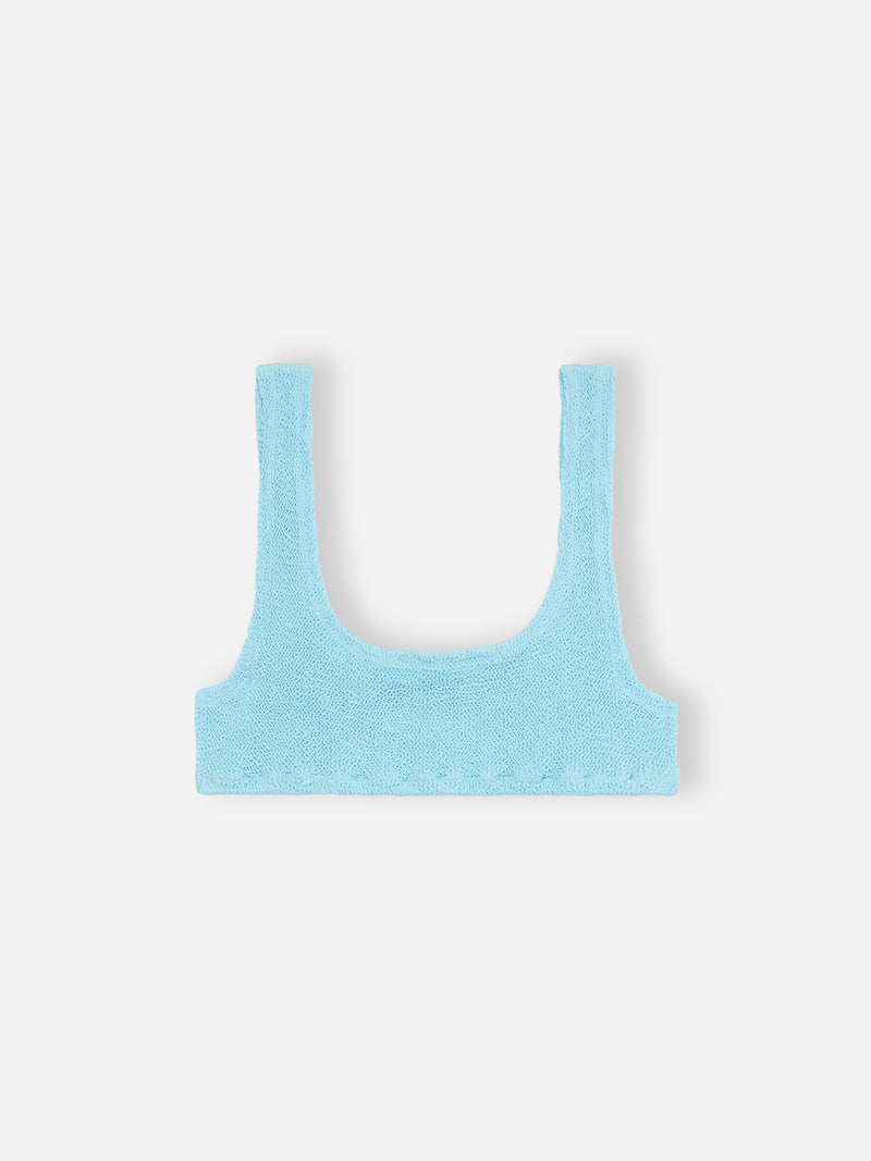 Bralette classica da donna crinkle di colore azzurro Naima