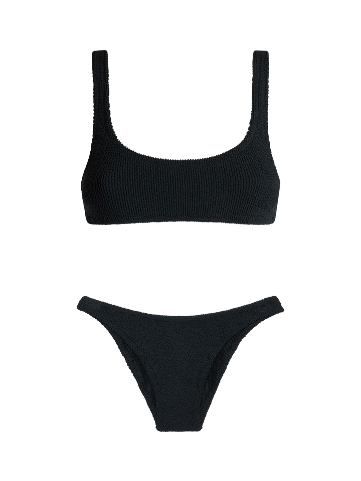 Woman black classic crinkle bralette bikini Naima Elise