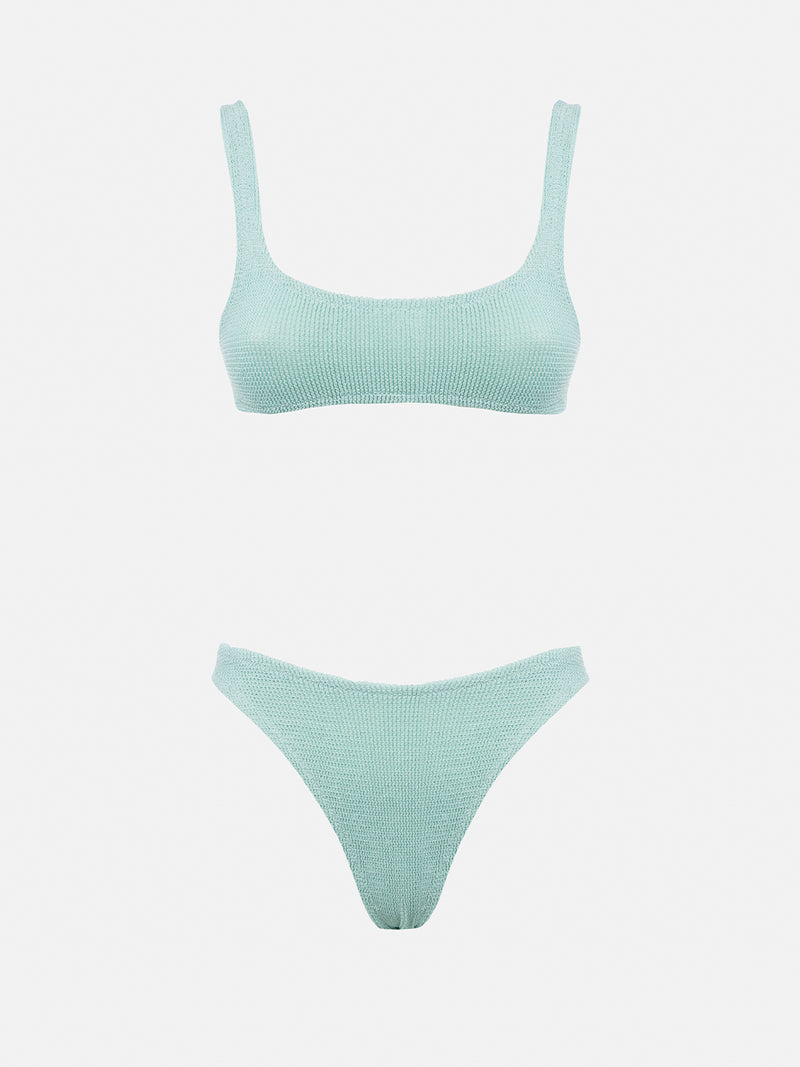 Bralette da donna classica in lurex crinkle verde salvia Naima