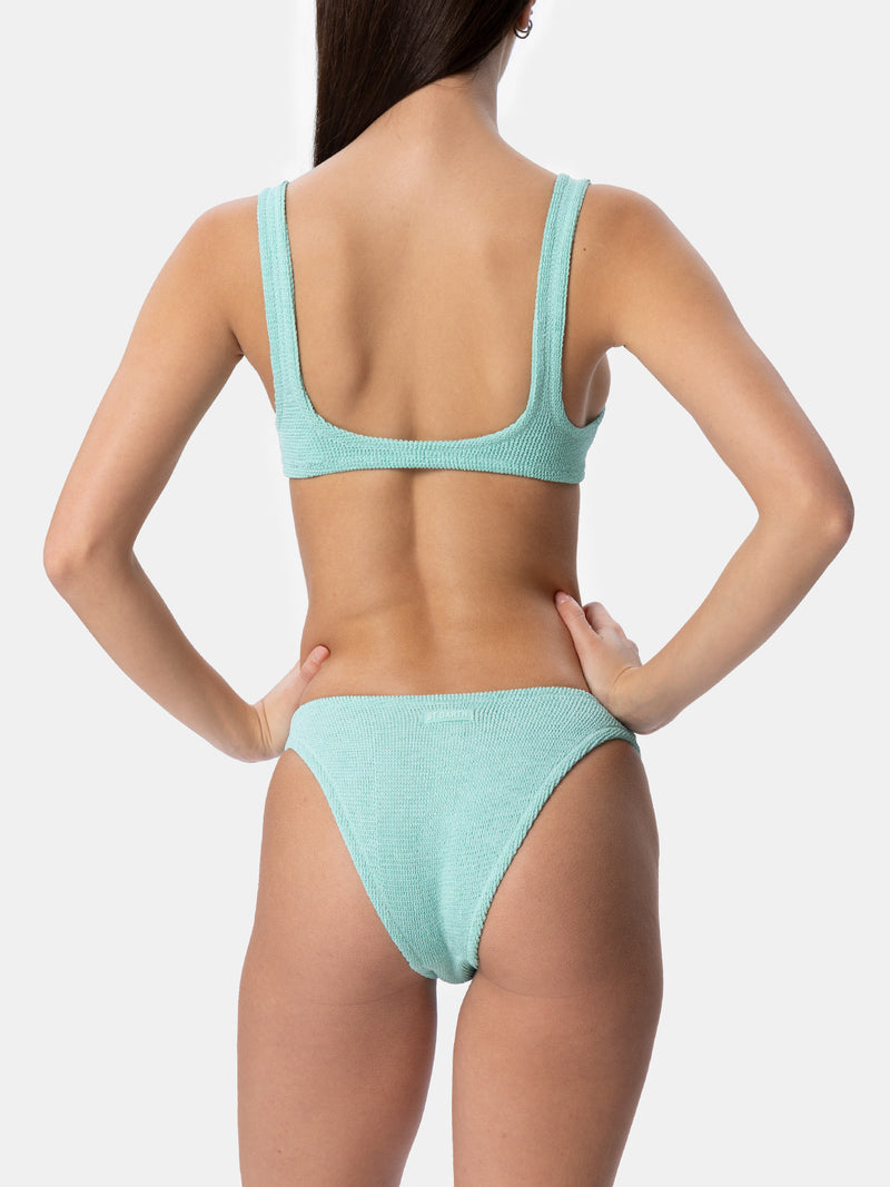 Bikini da donna classico verde salvia in lurex crinkle Naima Elise