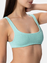 Bralette da donna classica in lurex crinkle verde salvia Naima