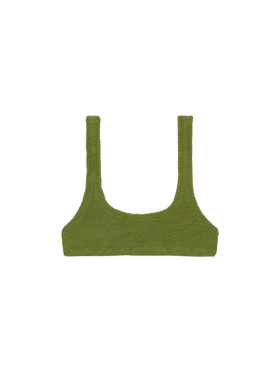 Naima military green crinkle classic bralette top