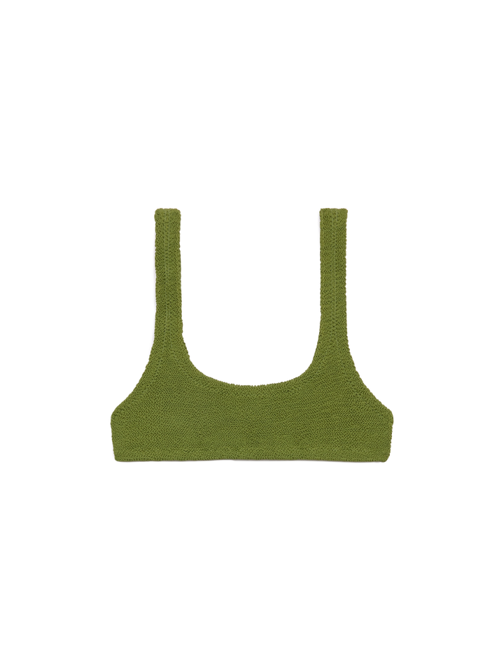 Naima military green crinkle classic bralette top