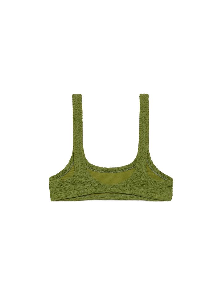 Naima military green crinkle classic bralette top