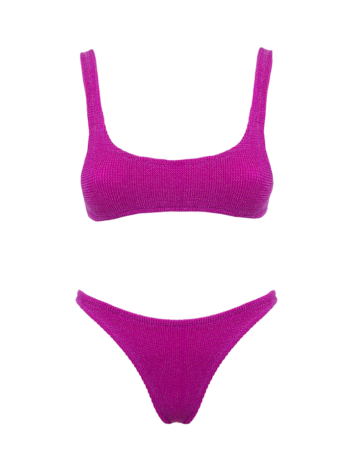 Woman fuchsia lurex classic crinkle bralette bikini Naima Naomi