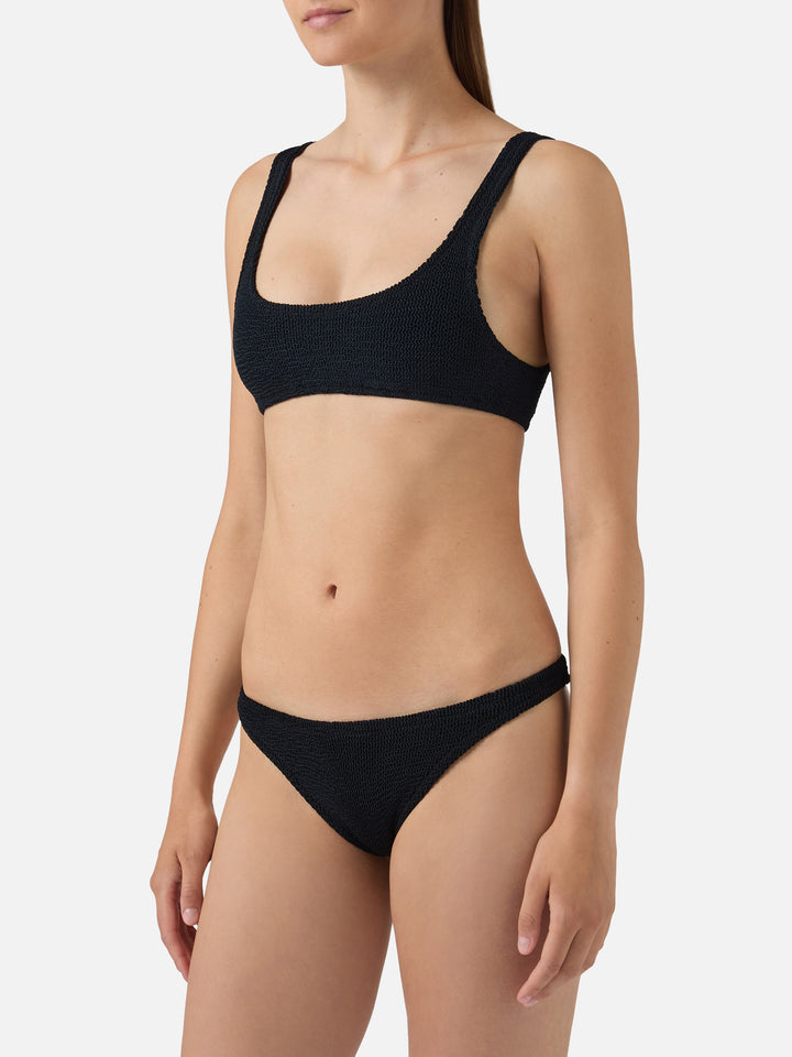 Naima Naomi black crinkle bikini