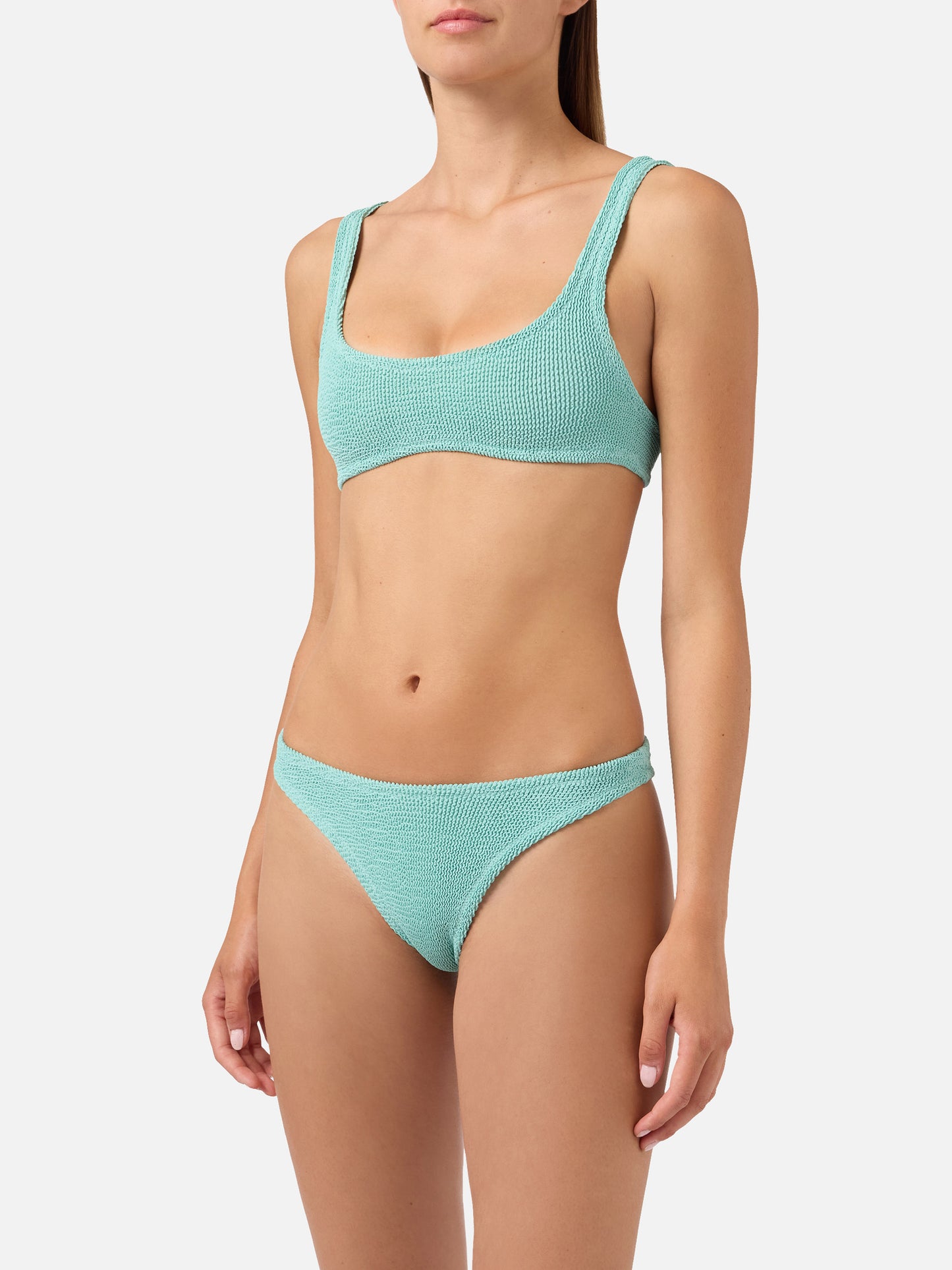 Bikini Naima Elise de efecto crinkle en verde salvia 