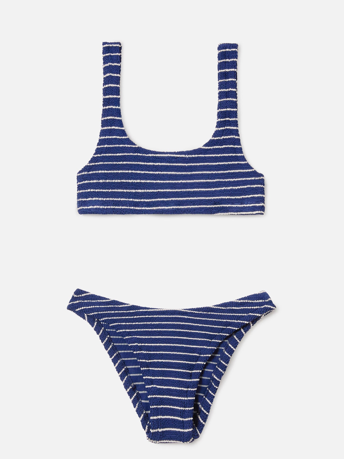 Classic Elise bikini bottoms in navy striped crinkle fabric