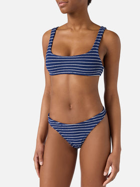 Naima Elise striped blue crinkle bikini