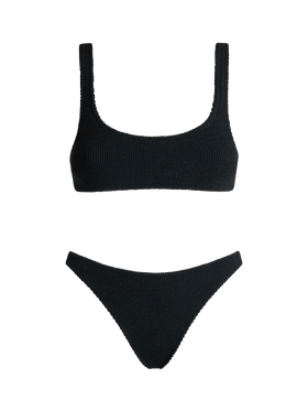 Bralette-Bikini Naima Naomi in schwarzer Crinkle-Optik 