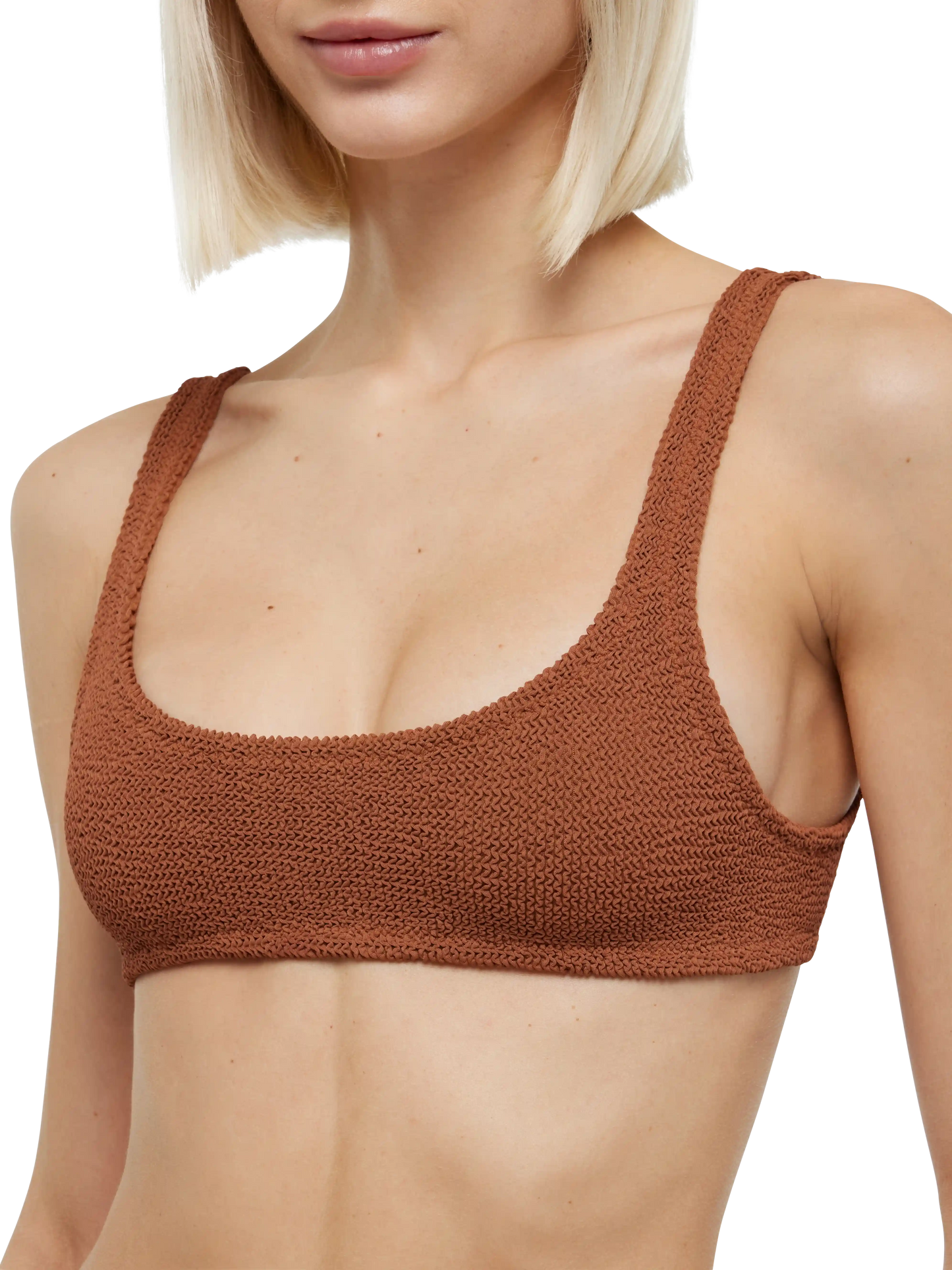Naima camel brown crinkle classic bralette top
