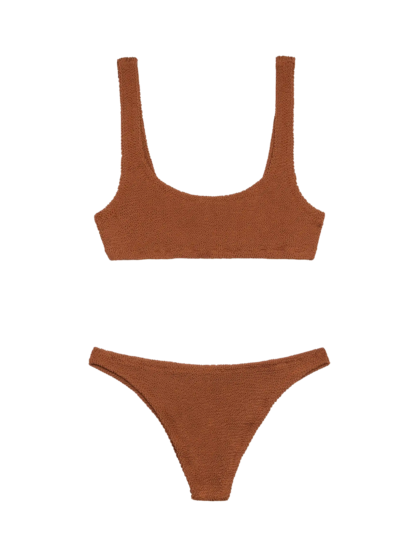 Bikini a bralette Naima Naomi in tessuto crinkle camello