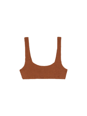 Naima camel brown crinkle classic bralette top