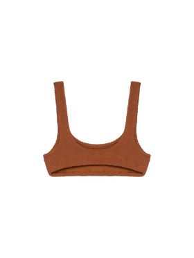 Naima camel brown crinkle classic bralette top