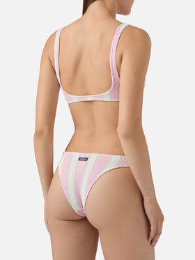 Naima Elise pink striped crinkle bikini