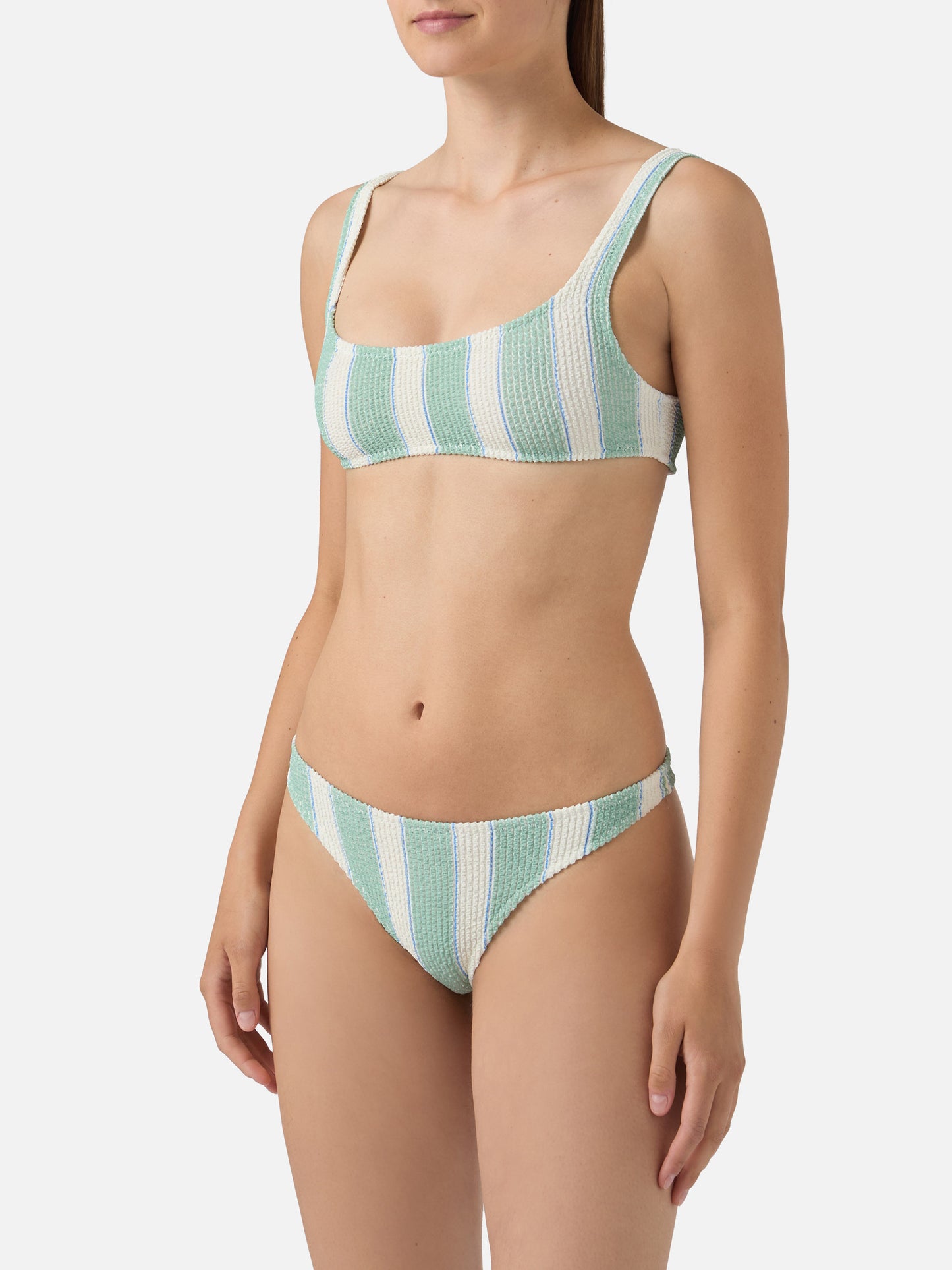 Bikini froissé à rayures vertes Naima Elise 