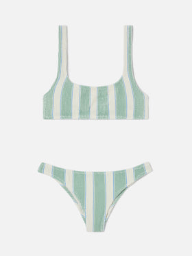 Bikini froissé à rayures vertes Naima Elise 
