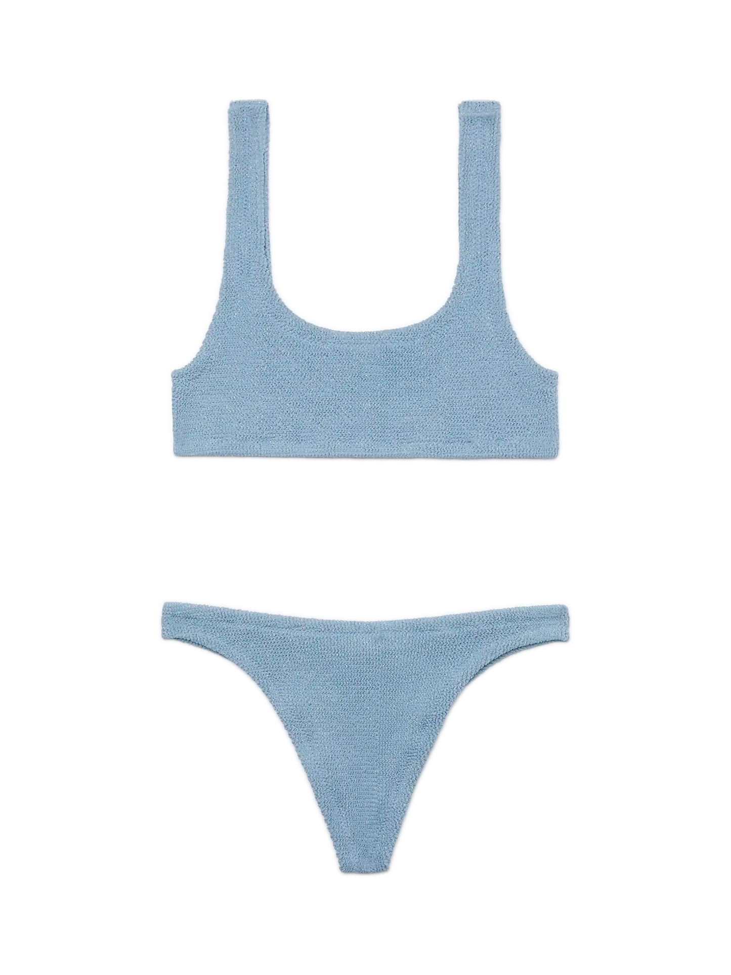 Bikini a bralette Naima Naomi in crinkle lurex blu avio