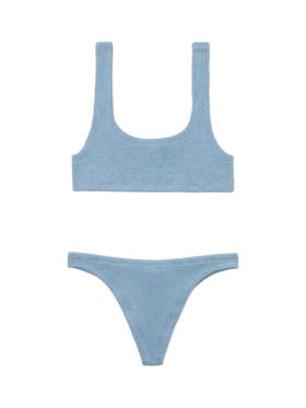 Bikini a bralette Naima Naomi in crinkle lurex blu avio