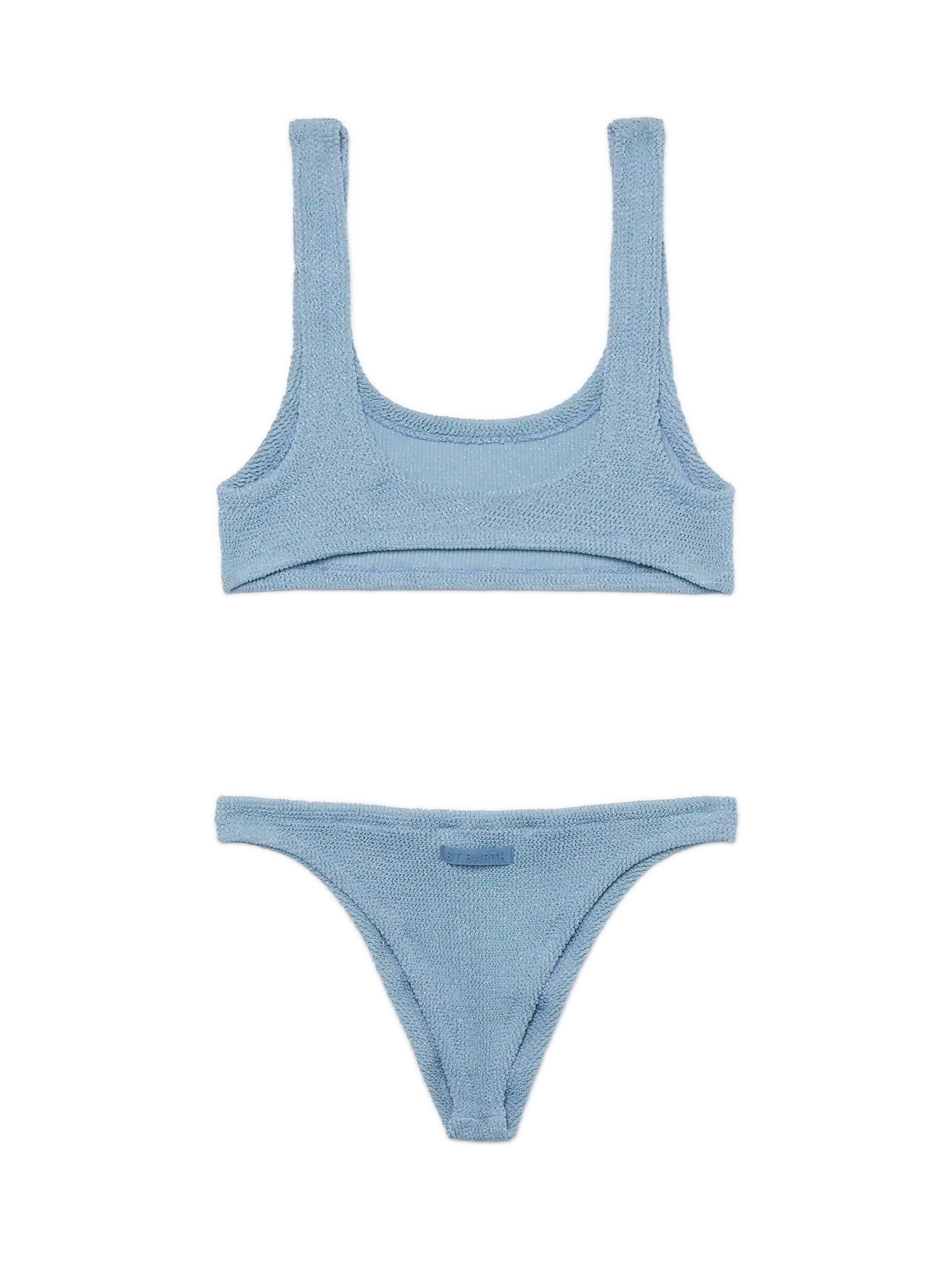 Bikini a bralette Naima Naomi in crinkle lurex blu avio