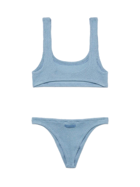 Bikini a bralette Naima Naomi in crinkle lurex blu avio