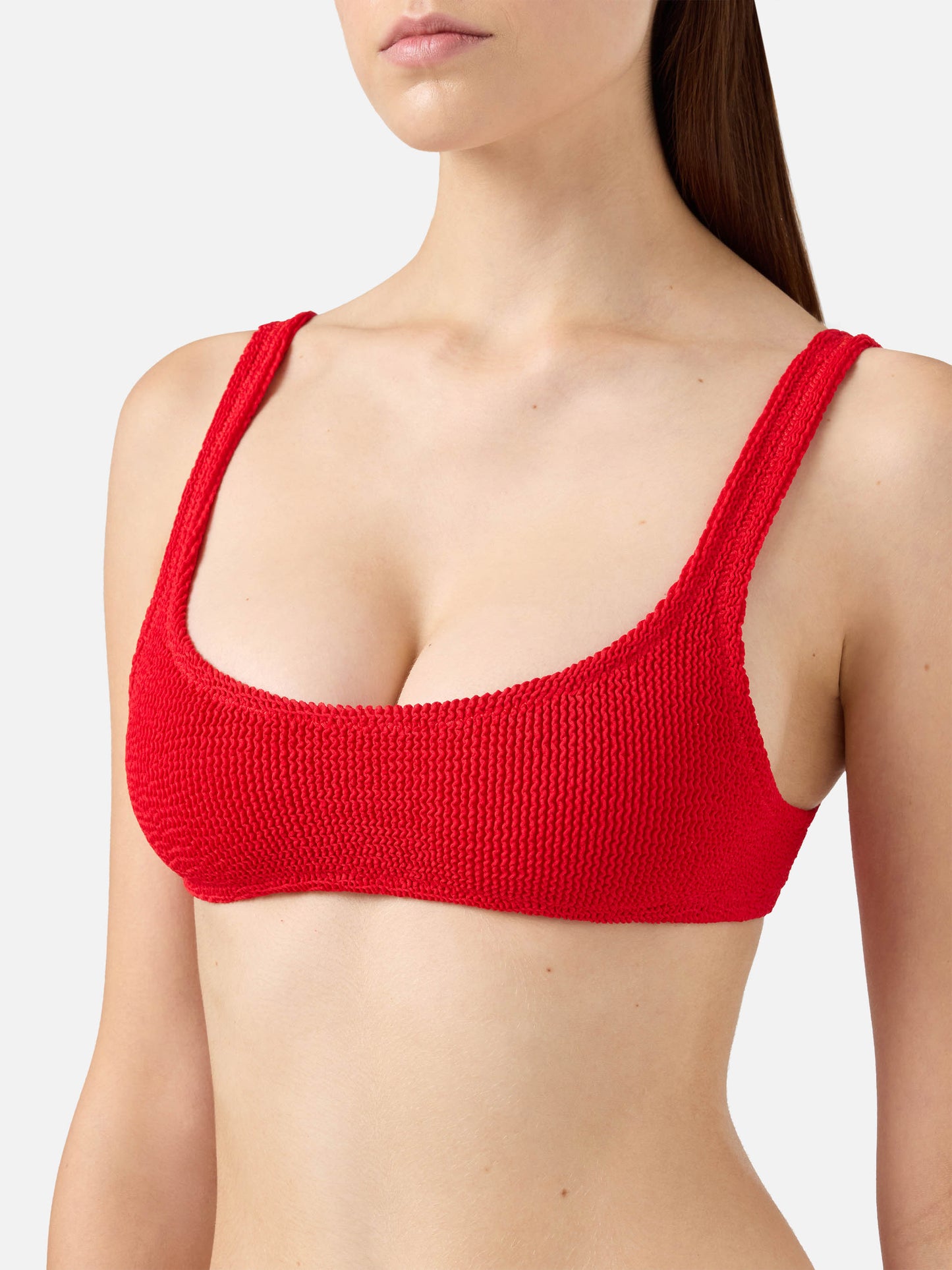 Naomi red crinkle cheeky swim briefs - Naima red crinkle classic bralette top