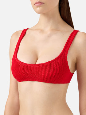 Naomi red crinkle cheeky swim briefs - Naima red crinkle classic bralette top