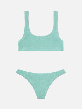 Naima Naomi water green crinkle lurex bikini