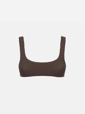 Mujer top de bikini tipo bralette clásico crinkle marrón Naima 