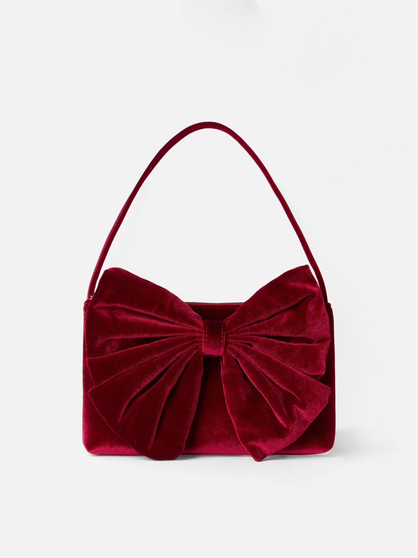 Borsa Nana in velluto bordeaux con maxi fiocco