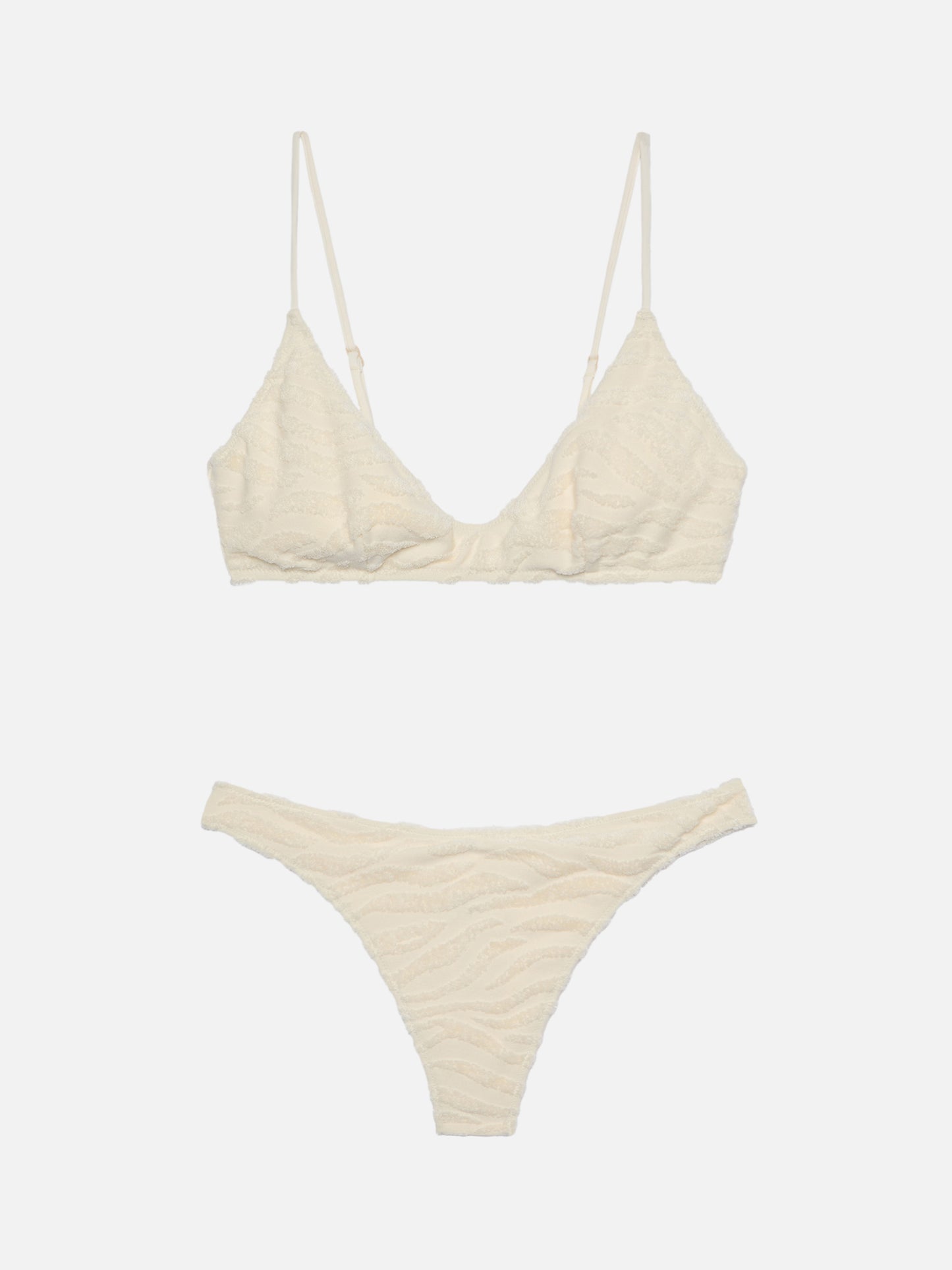 U-Bralette-Bikini aus Frottee mit Zebra-Prägung Paloma Naomi