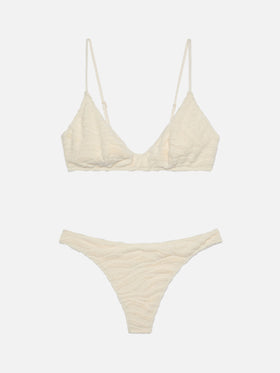 U-Bralette-Bikini aus Frottee mit Zebra-Prägung Paloma Naomi