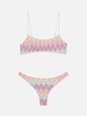 Naomi raschel chevron cheeky swim briefs - Sadie raschel knit bralette - MC2 Saint Barth