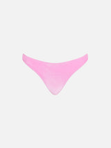 Woman pink velvet cheeky swim briefs Naomi